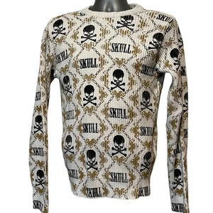Skull Print Long Sleeve Shirt - White and Black